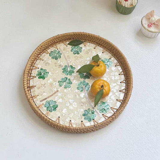 RATTAN COLORFUL SHELL CREATIVE HANDMADE FRUIT PLATE_CWMM4480