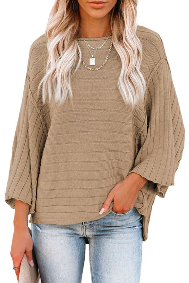 CWOSWL6690_VINTAGE CREW-NECK BAT-SLEEVED ALL-IN-ONE SWEATER