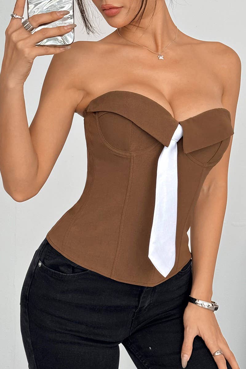 CWTTT0037_TIE CHEST WRAPPED SOLID COLOR SMALL VEST TOP