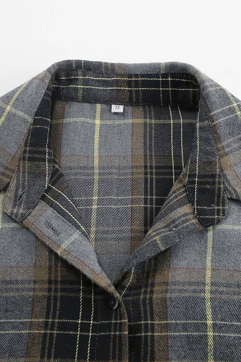 CWTBLL00566_CASUAL LOOSE PLAID LONG-SLEEVED SHIRT TOP JACKET