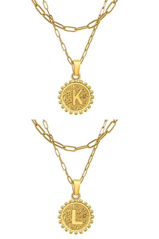 DOUBLE CHAIN INITIALS PENDANT NECKLACE