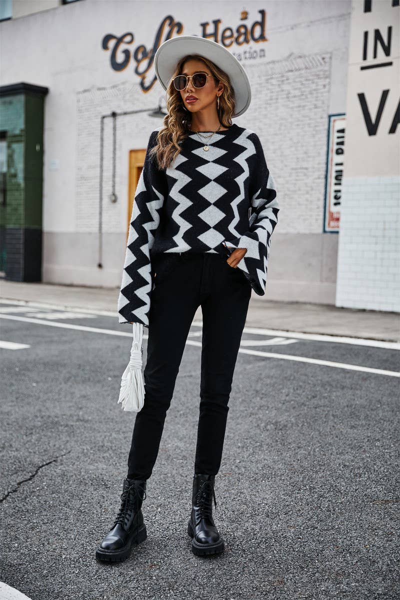 CWOSWL1703_Crew Neck Long Sleeve Pullover Sweater