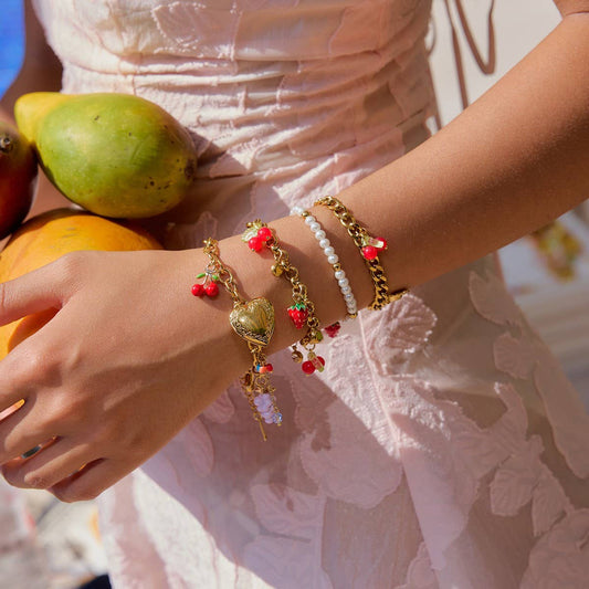 Luxury 18K Gold Strawberry Cherry Zircon Bracelet