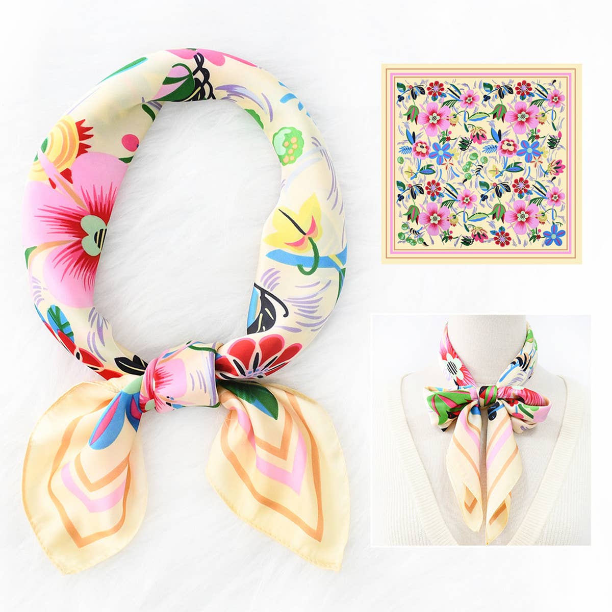 Floral Print  Scarf ? Vintage Neck & Head Wrap