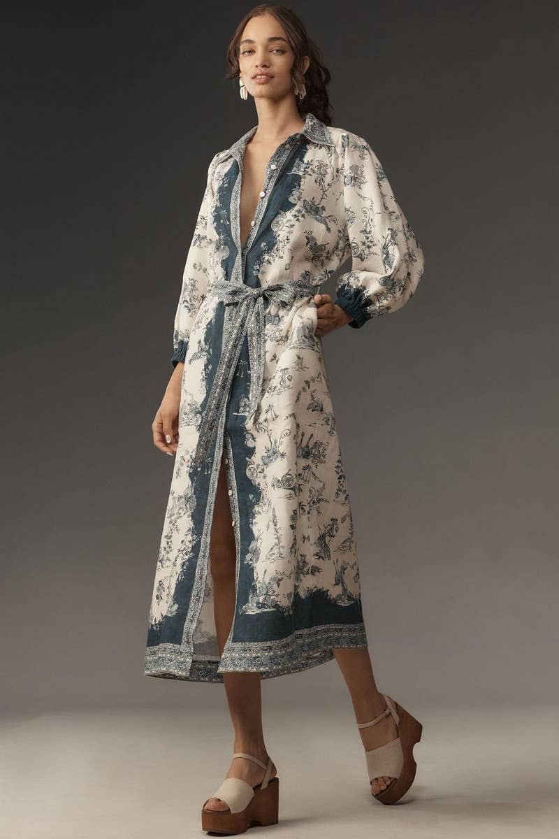 CWDMD5726_PRINTED FASHION CASUAL LACE-UP DRESS