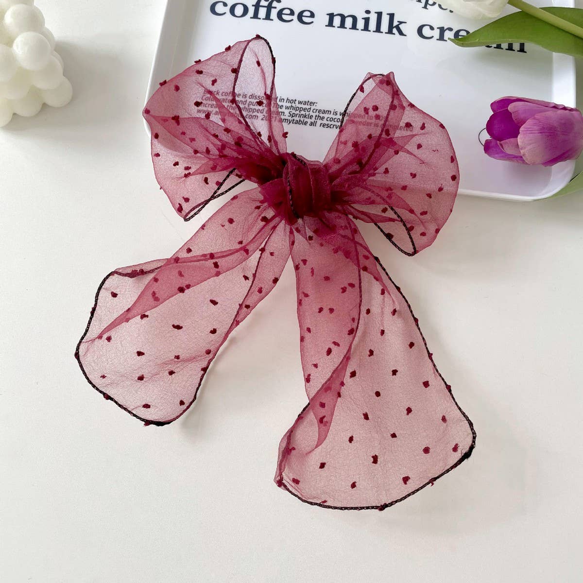 FASHIONABLE POLKA DOT BOW SCARF SCARF