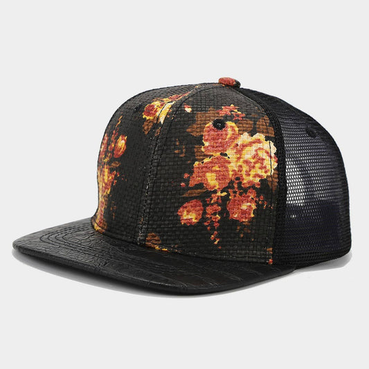 Printed Straw Mesh Baseball Cap, Summer Unisex_CWAH1628
