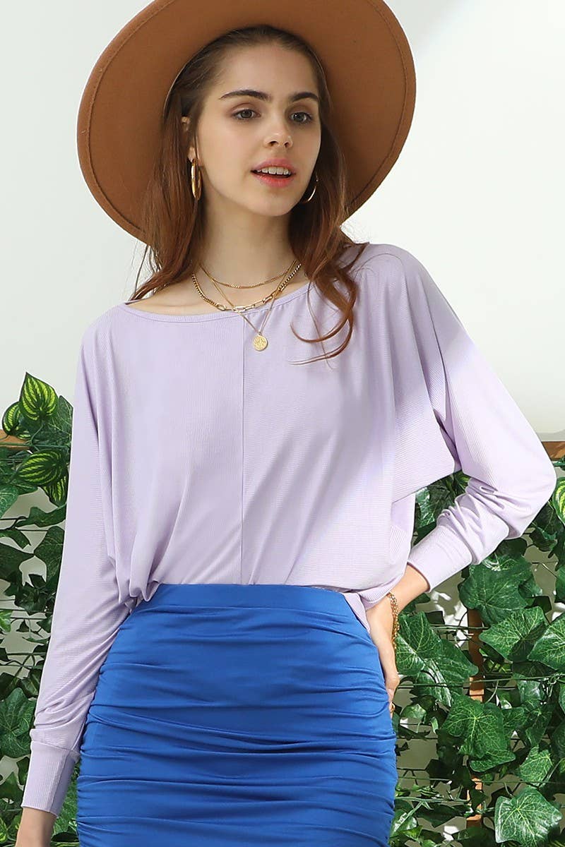 CWTTL1506_ROUND NECK BATWING SLEEVE TOP