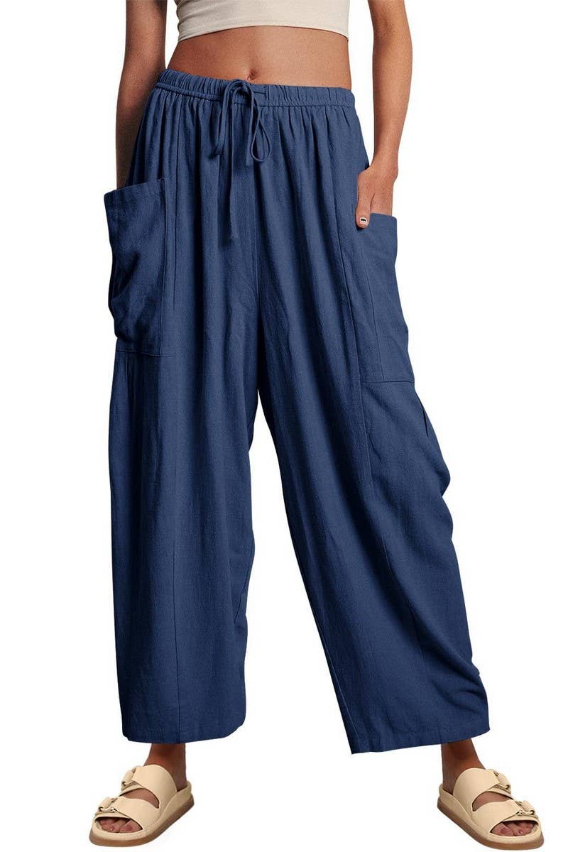 CWBLP0709_LOOSE CASUAL COTTON AND LINEN TROUSERS