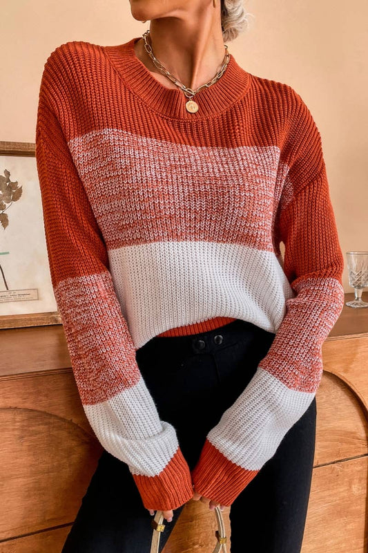 CWOSWL1152_Long Sleeve Round Neck Pullover Sexy Sweater