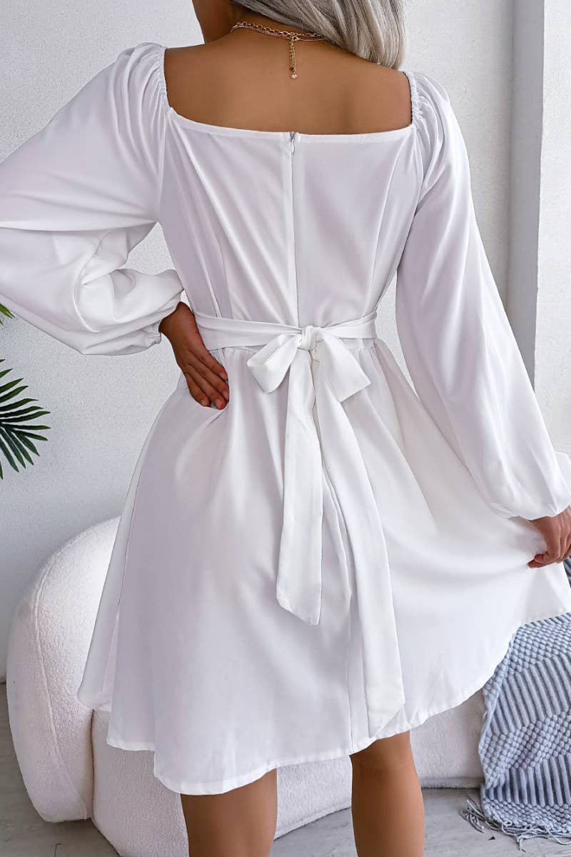 CWDSD4702_WAFFLE DRESS WITH SQUARE COLLAR AND WAIST