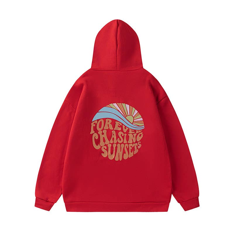 CHASING SUNSET PRINT DRAWSTRING PRINT HOODIE