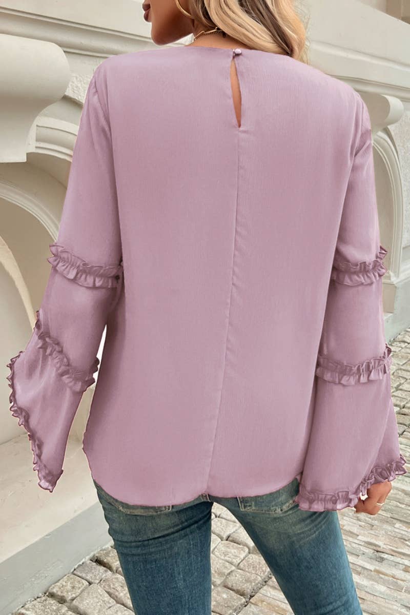 CWTBLL1893_FALL BAGGY CREW NECK TOP WITH FLARED SLEEVES