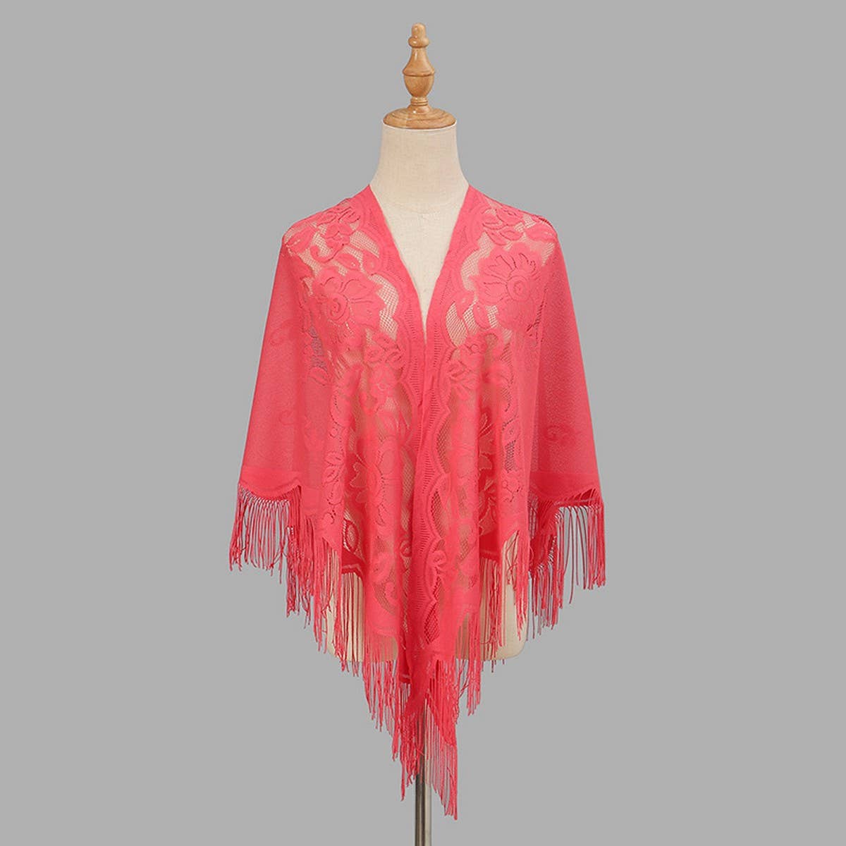 Breathable Tassel Triangle Scarf - Hollow Knit Wrap_CWMM1993