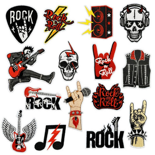 CARTOON BLACK MUSIC SKULL SERIES CLOTH STICKER_CWMM4050