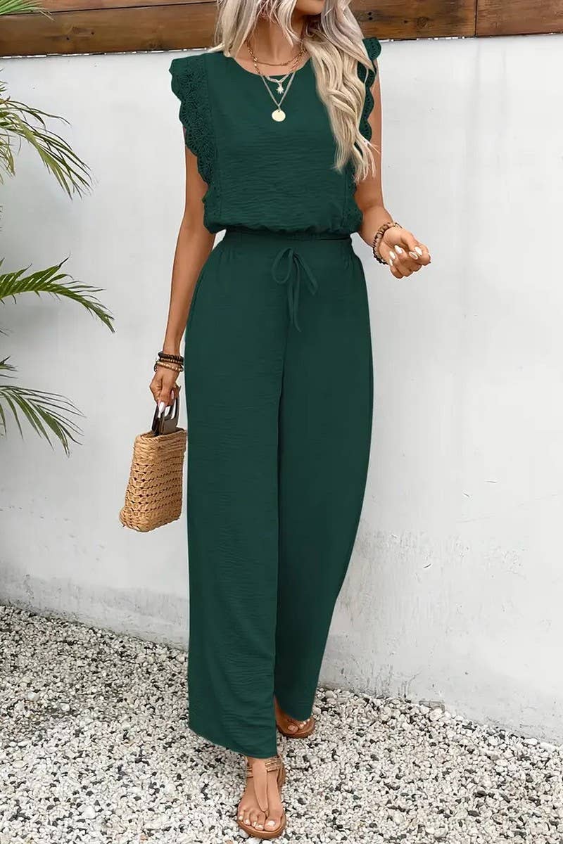 CWSTB2055_LACE TRIM CASUAL FASHION TWO-PIECE SET