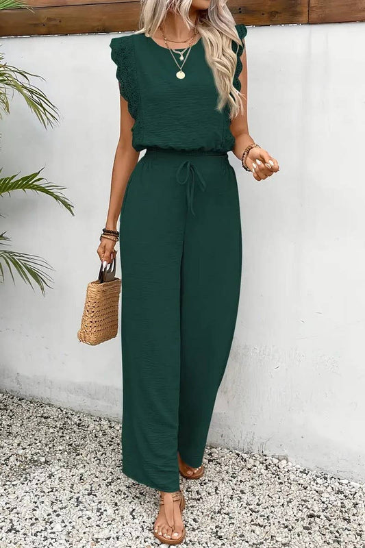 CWSTB2055_LACE TRIM CASUAL FASHION TWO-PIECE SET