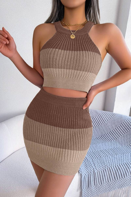 CWSS0627_GRADIENT MIDRIFF-TOP DRESS HIP SKIRT SUIT