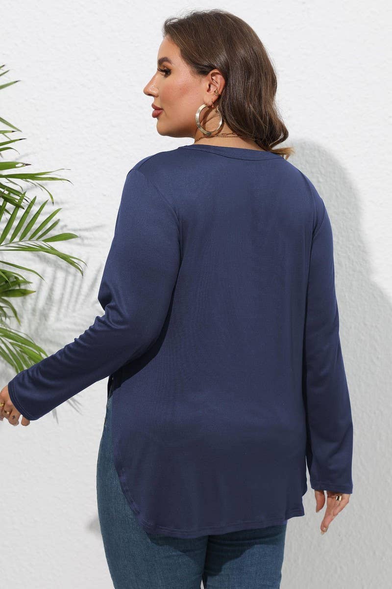 CWTTL1309_PLUS Size Round Neck Long Sleeve Top