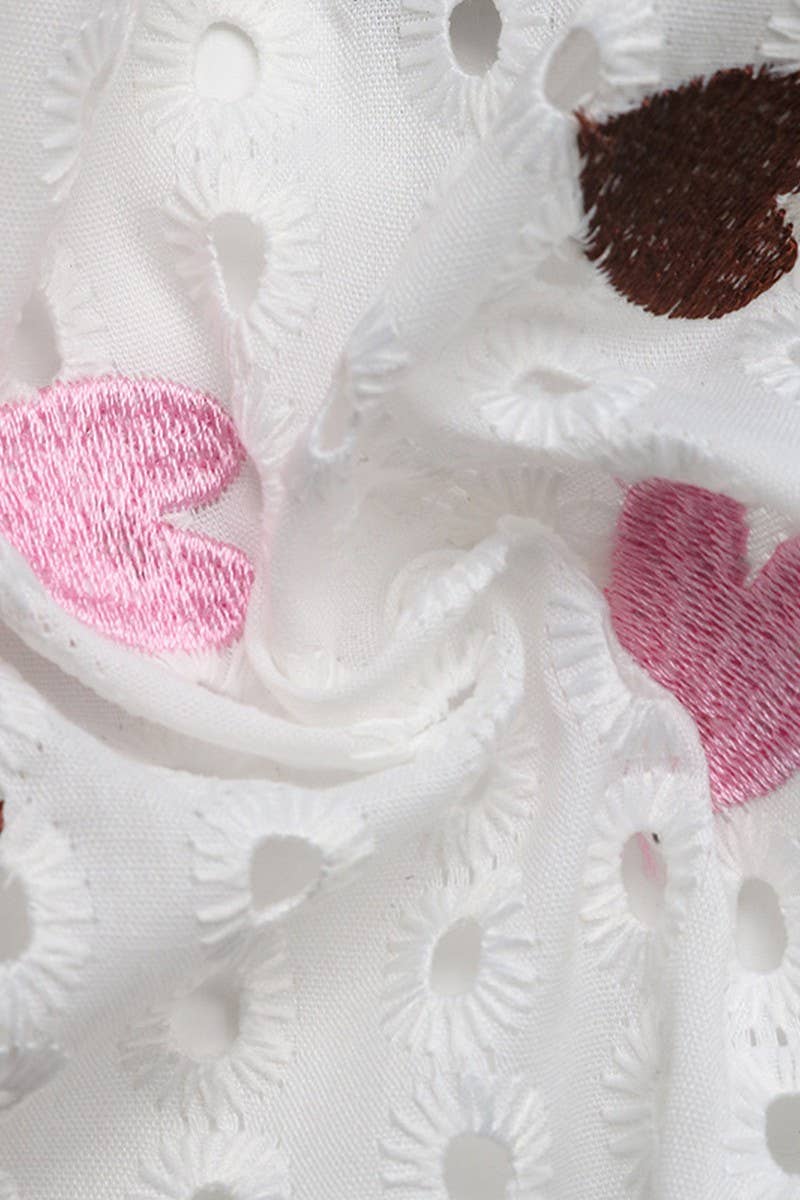 CWTBLS1851_SUMMER CASUAL HEART NECKLINE PUFF SLEEVE TOP