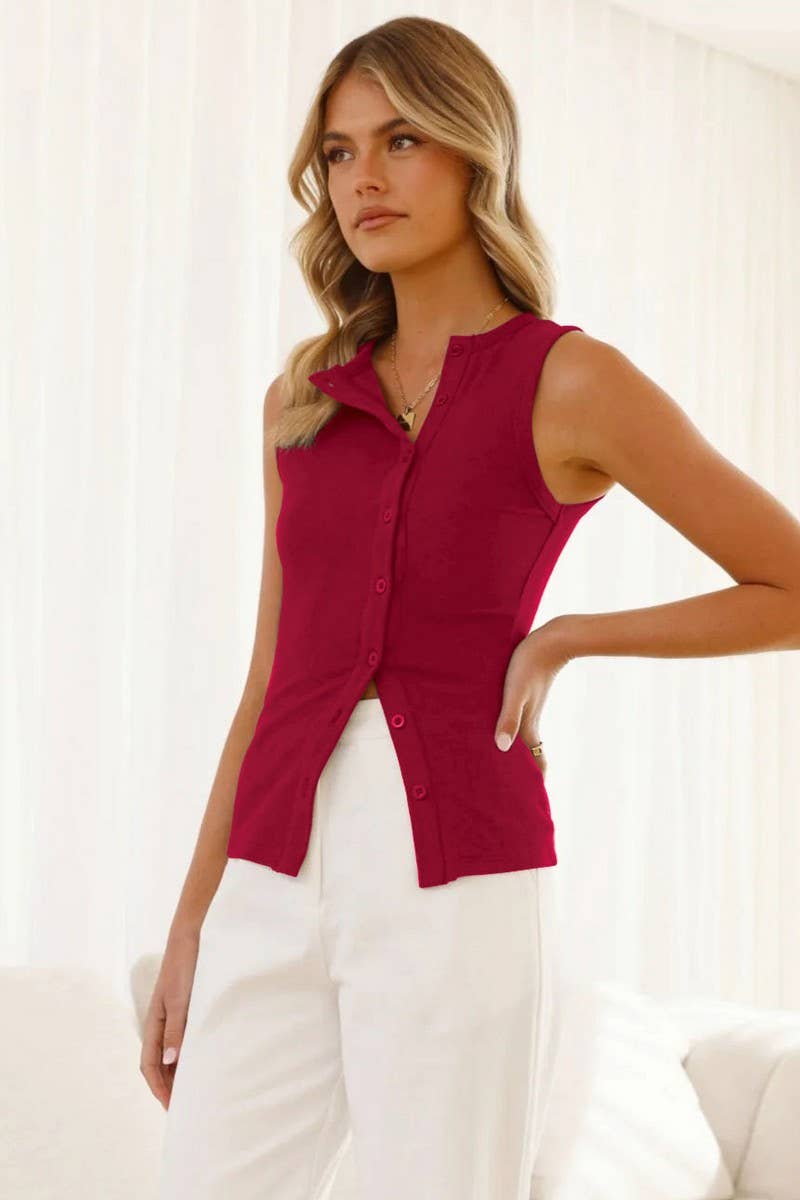 CWTTSL0470_SLEEVELESS BUTTONED EXQUISITE COMMUTER VEST