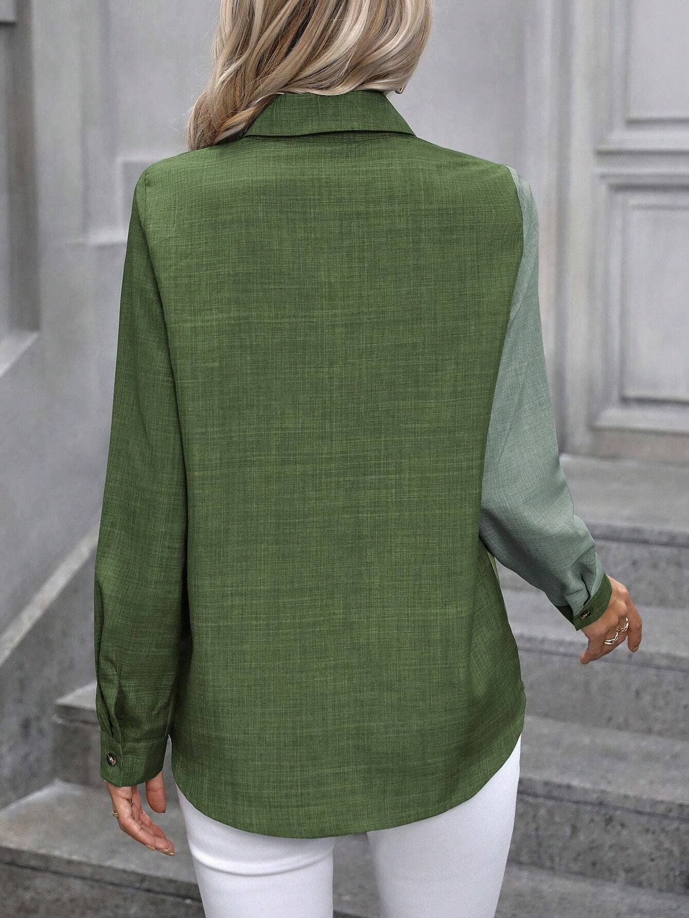 Casual single-breasted long-sleeved lapel shirt