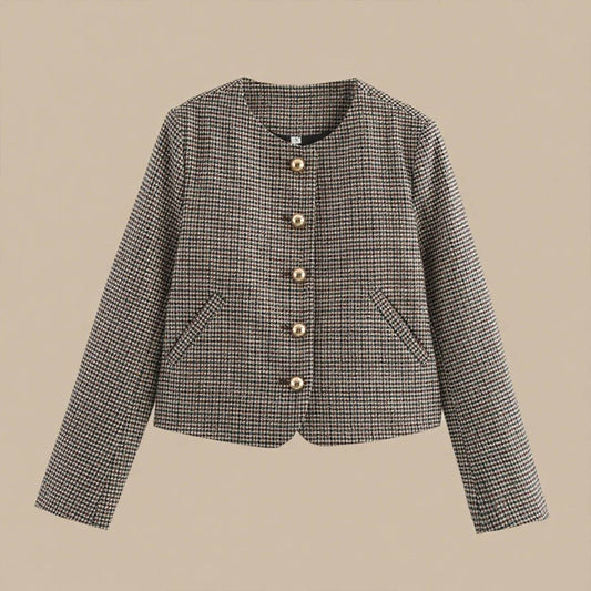 Fashionable checkered button-down coat