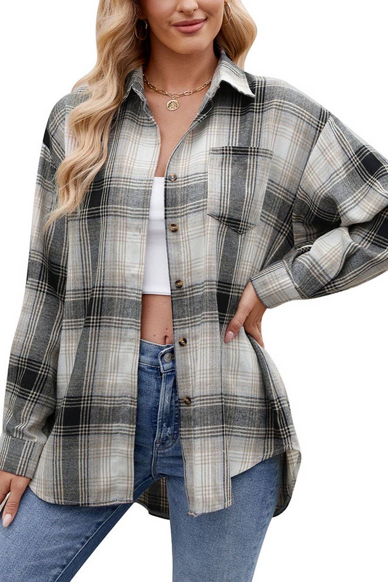 CWTSTL1455_LOOSE-FITTING BUTTON-DOWN PLAID SHIRT
