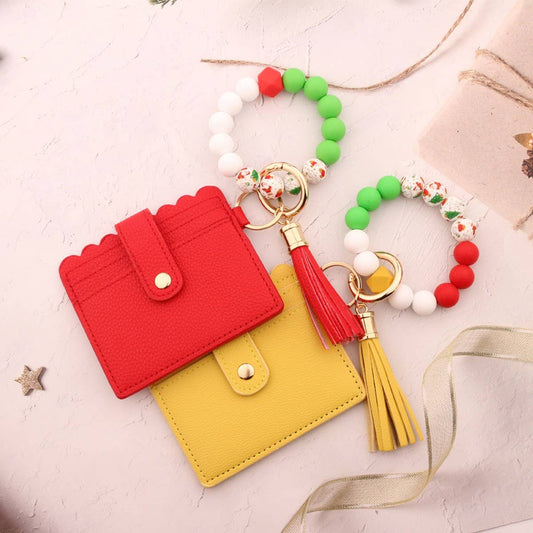 Silicone Bead Card Wallet with Xmas Tree Charm_CWAB5000