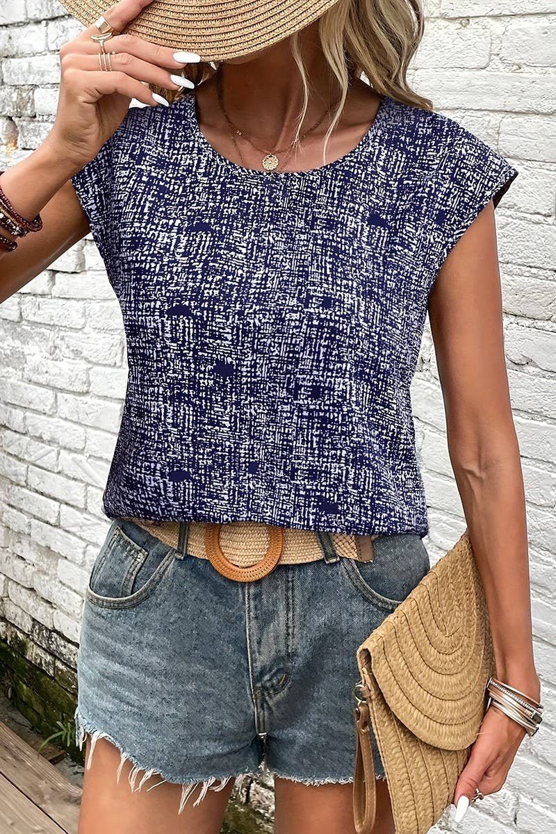 CWTBLS2018_WAFFLE KNIT 3/4 SLEEVE PULLOVER BLOUSE