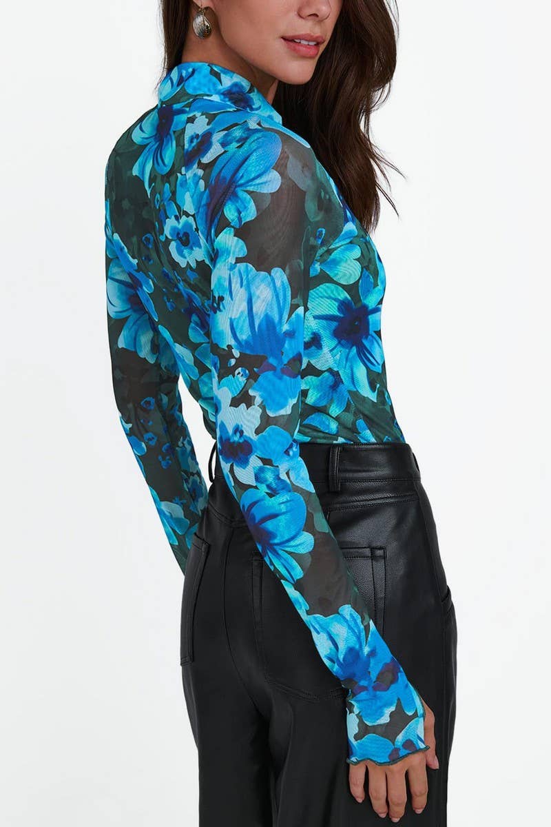 CWTBLL3694_HALF TURTLENECK PRINTED LONG SLEEVE T-SHIRT TOP