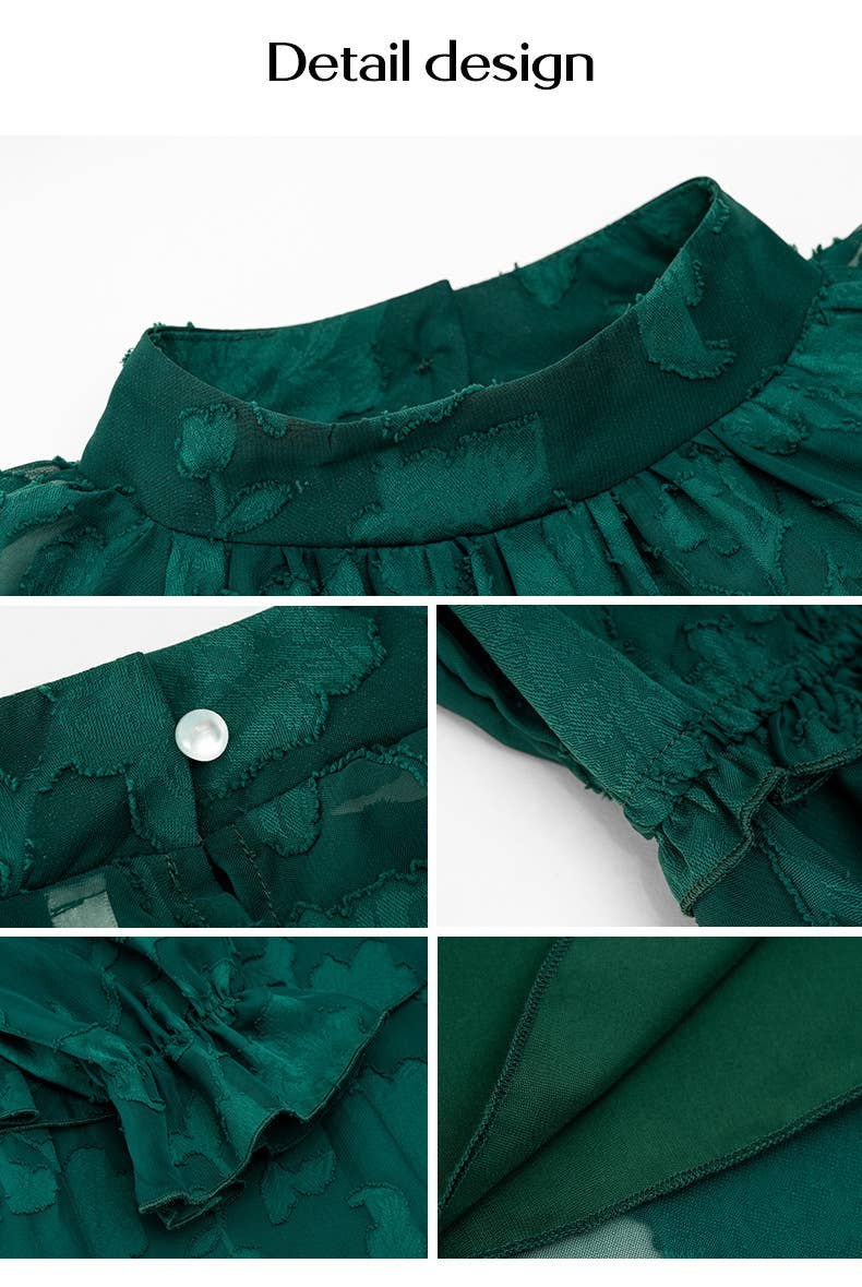 ELEGANT CREW-NECK JACQUARD SHORT DRESS