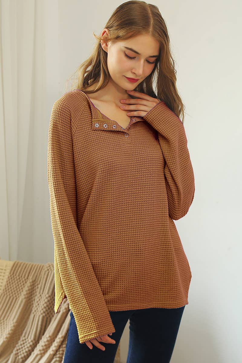 CWTTL1442_Round Neck Long Sleeved Top