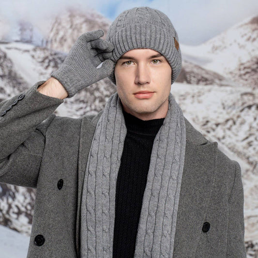 NEW KNITTED HAT, SCARF AND GLOVES THREE-PIECE SET