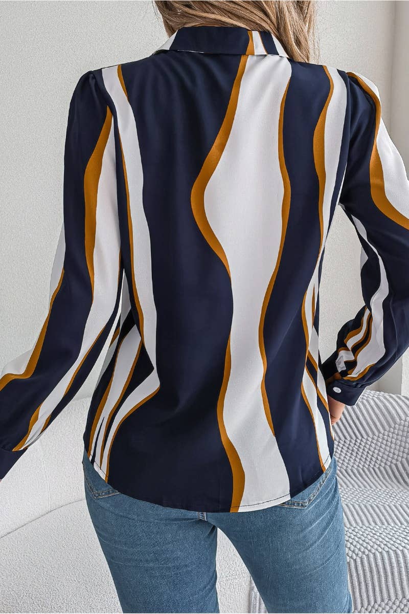 CWTDSL0085_CASUAL STRIPED SUIT COLLAR LONG-SLEEVED SHIRT