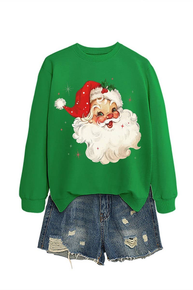 CWTBLL01324_SANTA CLAUS HEAD PATTERN PULLOVER SWEATSHIRT