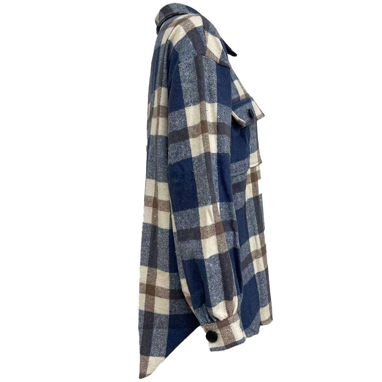 Checkered brushed lapel jacket