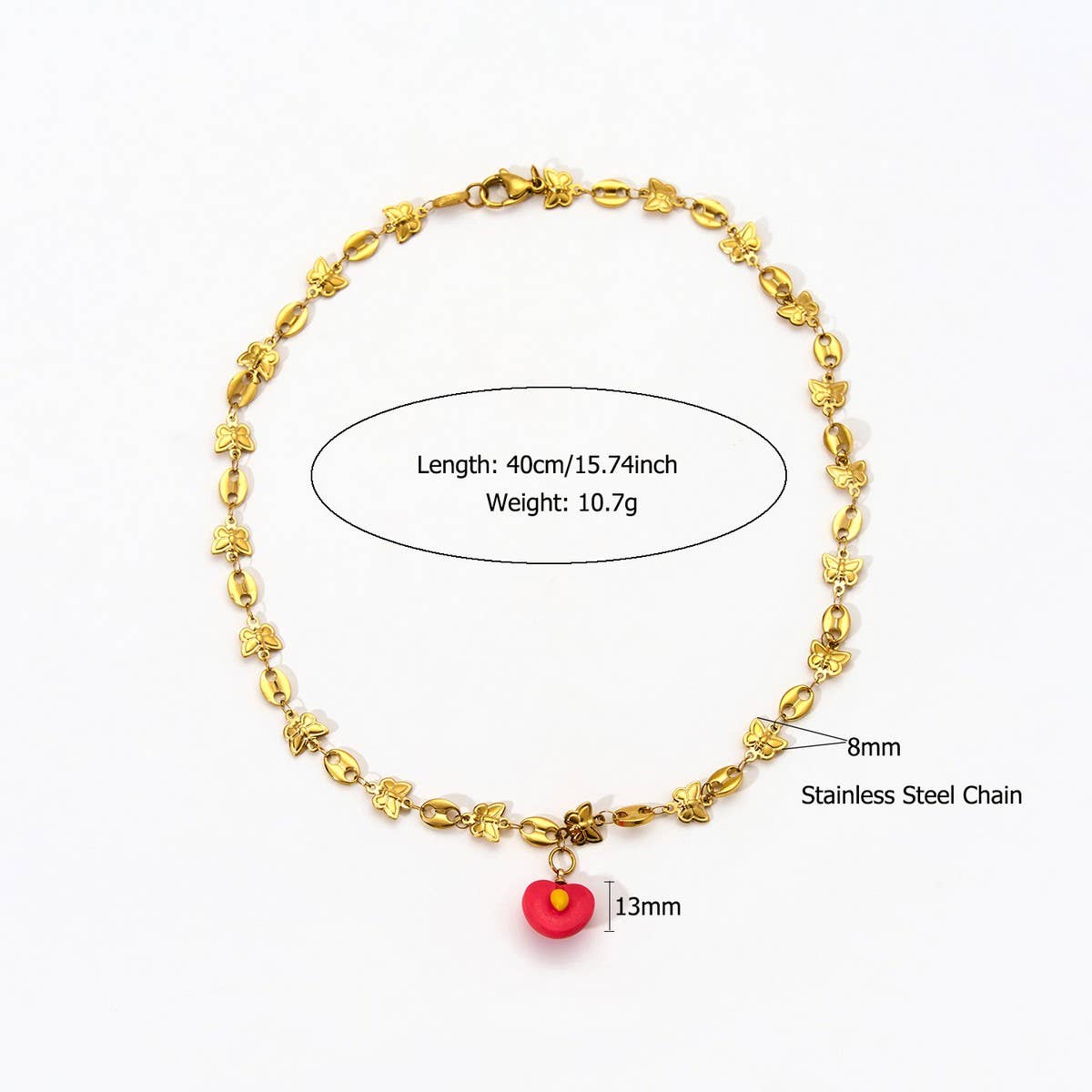 Trendy Titanium Steel Necklace with Fruit Charms