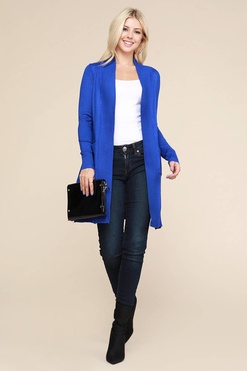 AWOCAL311_LONG SLEEVE OPEN FRONT CARDIGAN WITH SIDE POCKETS