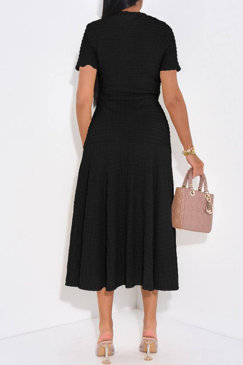 CWDMD01181_MINIMALIST ELEGANT BUTTON SHORT SLEEVE DRESS