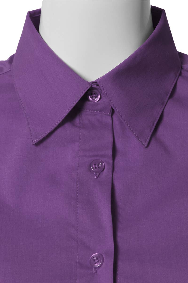 CWTSTS116_Basic Slim Fit Simple 3/4 Sleeve Button Down Shirt