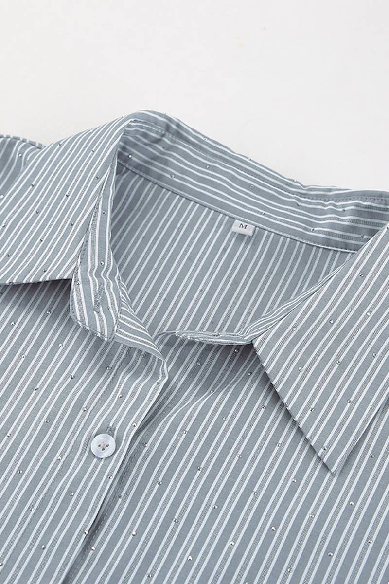 CWTBLL00605_HOT DIAMOND CASUAL LONG SLEEVE STRIPED SHIRT