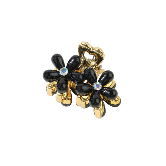 CWAHA07458_PEARL RHINESTONE FLOWER CLAW CLIP FOR BANGS