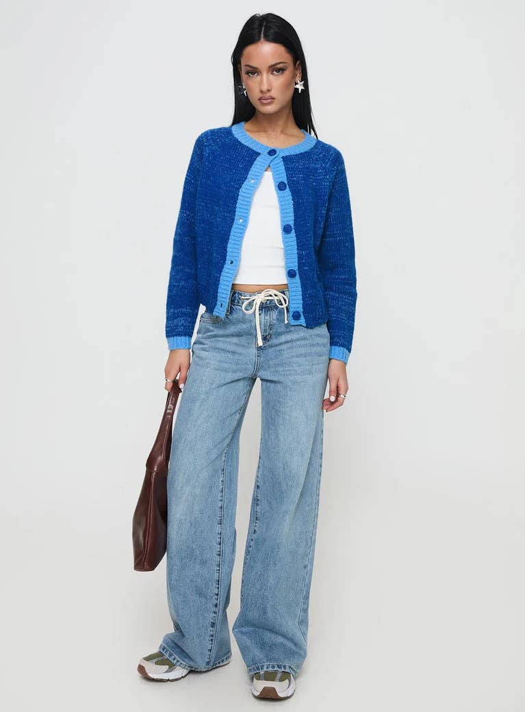 Color-blocking single-breasted loose cardigan