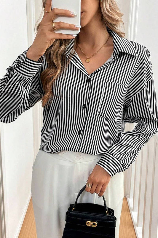 CWTSTL2685_STRIPE PRINT BACK BOW LONG SLEEVE SHIRT