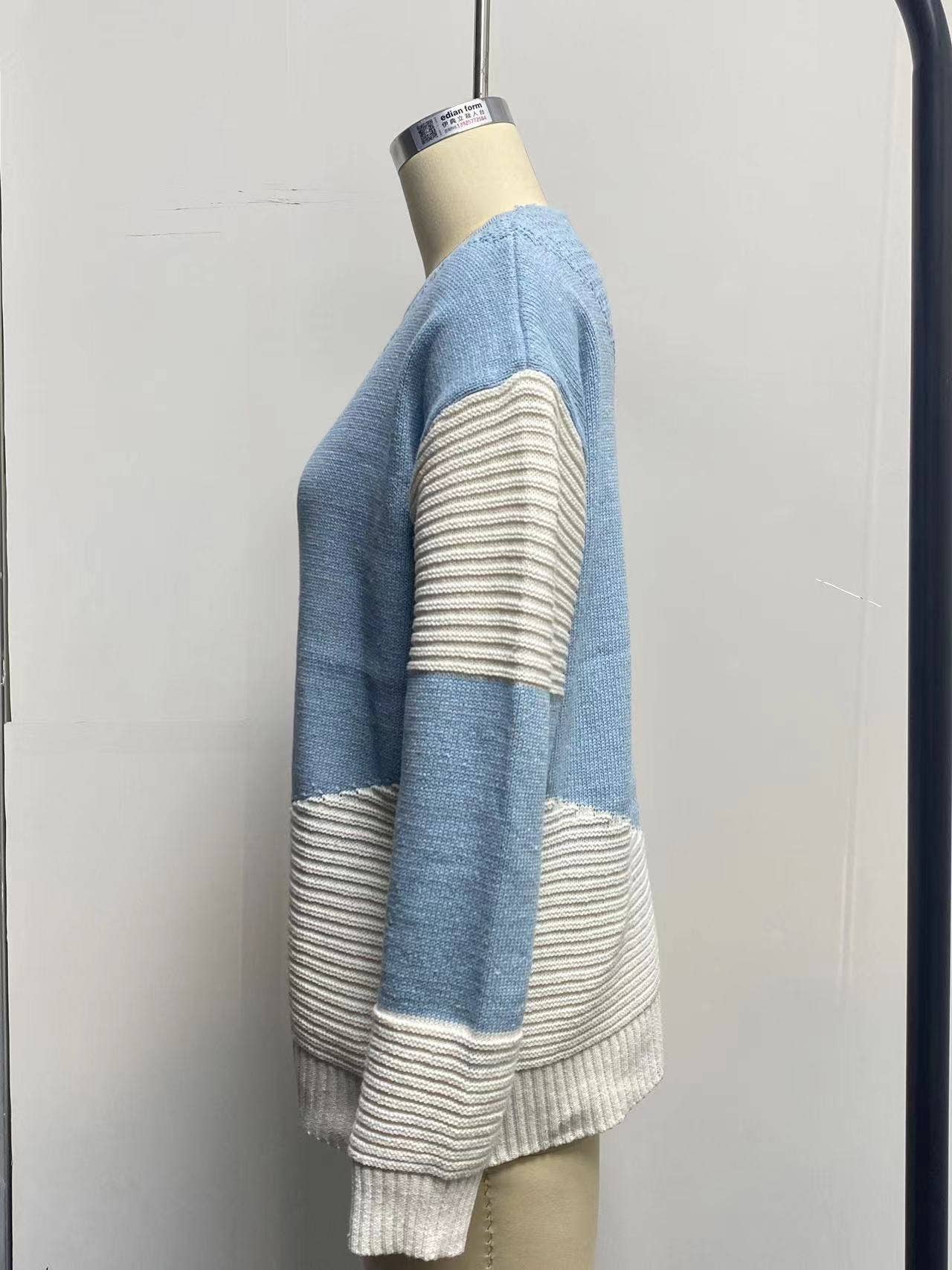 CREW-NECK COLOR MATCHING BASE PULLOVER SWEATER