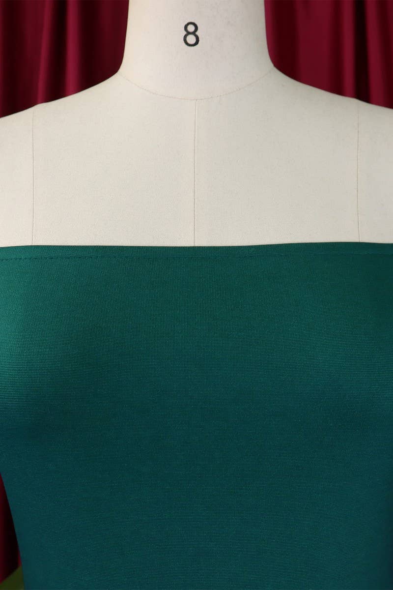 CWDMD1729_ONE SHOULDER SLIT RUFFLE SLEEVE EVENING MAXI DRESS