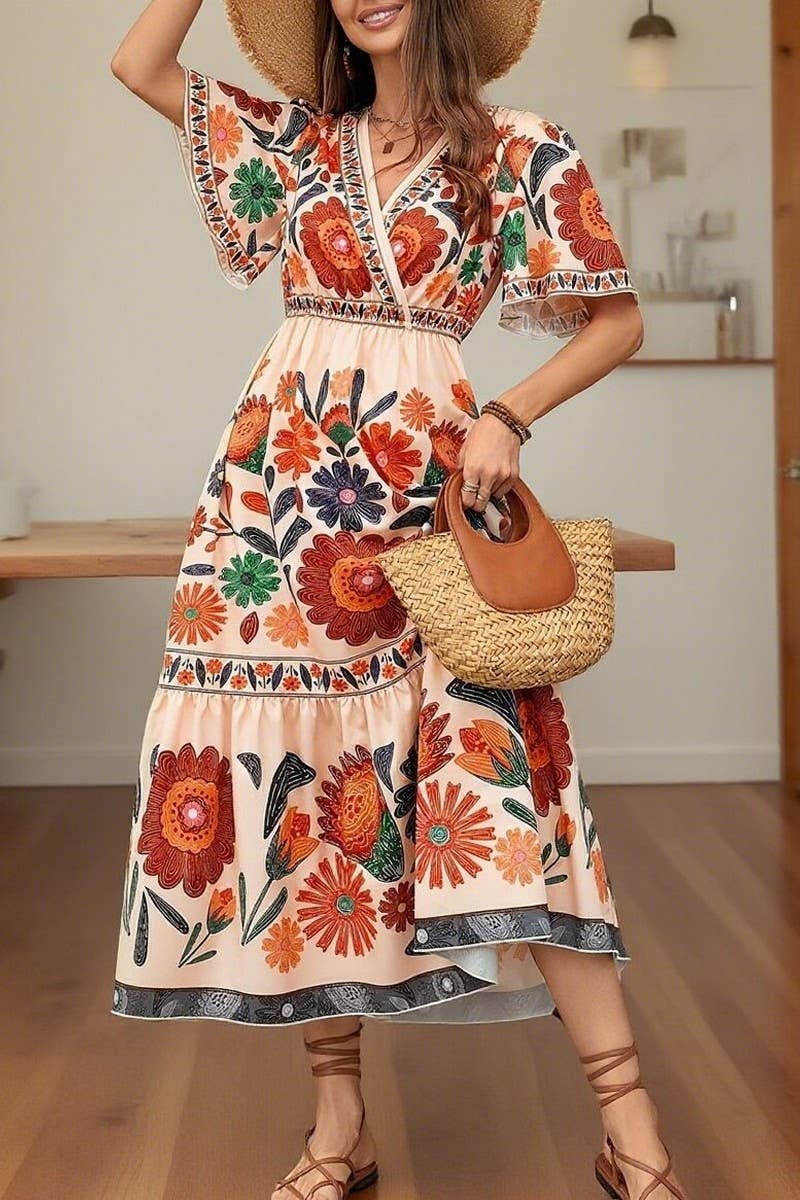 CWDMD6393_BOHO CROSS NECK SHORT SLEEVE PRINTED MAXI DRESS