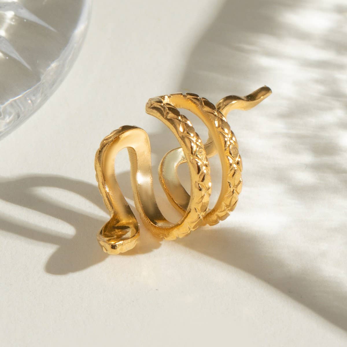 18K GOLD STAINLESS STEEL SNAKE EARRINGS EAR CUFF_CWASC1644