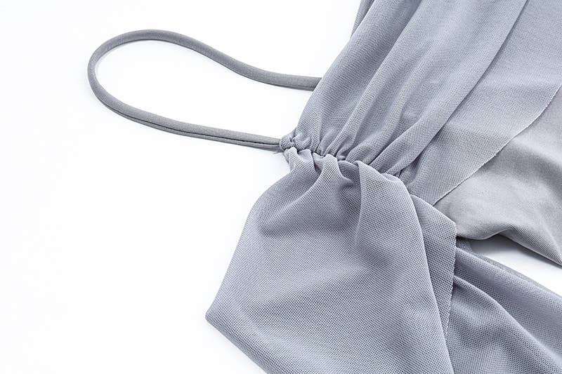 Fashionable one-shoulder strappy see-through top